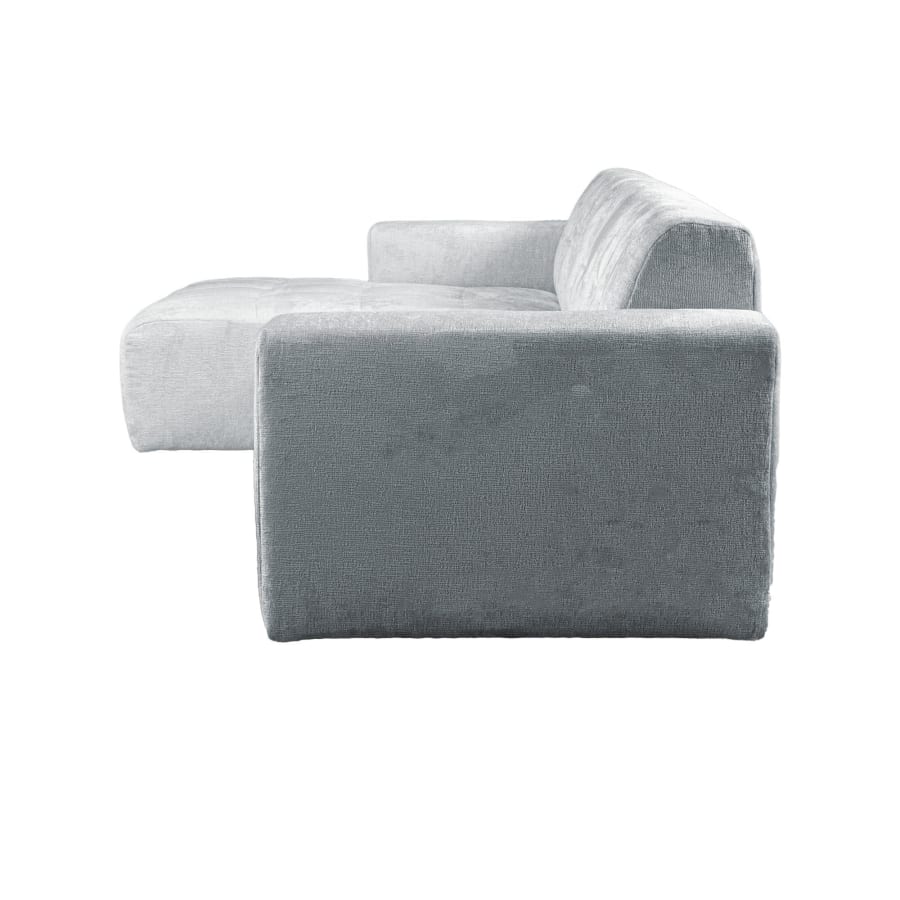 Canapé d'angle en tissu capitonné gris - Angle gauche