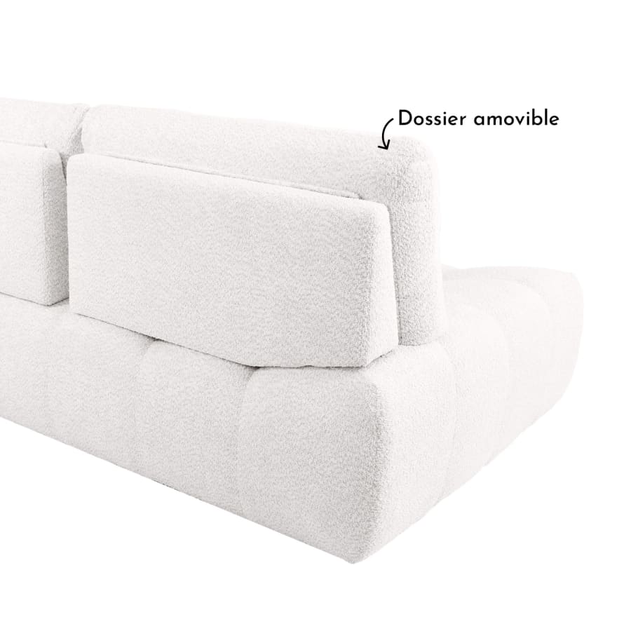 Canap&eacute; d'angle avec dossier amovible en tissu blanc &eacute;cru  - Angle droit