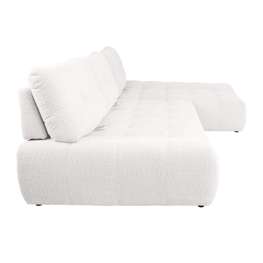 Canap&eacute; d'angle avec dossier amovible en tissu blanc &eacute;cru  - Angle droit