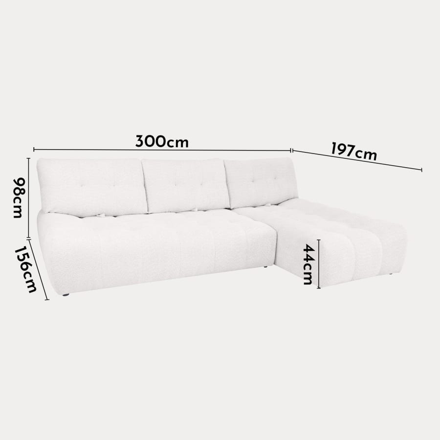 Canap&eacute; d'angle avec dossier amovible en tissu blanc &eacute;cru  - Angle droit