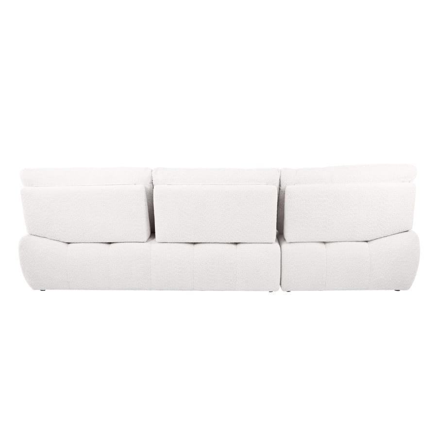 Canap&eacute; d'angle avec dossier amovible en tissu blanc &eacute;cru - Angle gauche