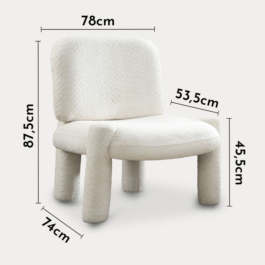 Fauteuil design effet peau de mouton blanc &eacute;cru