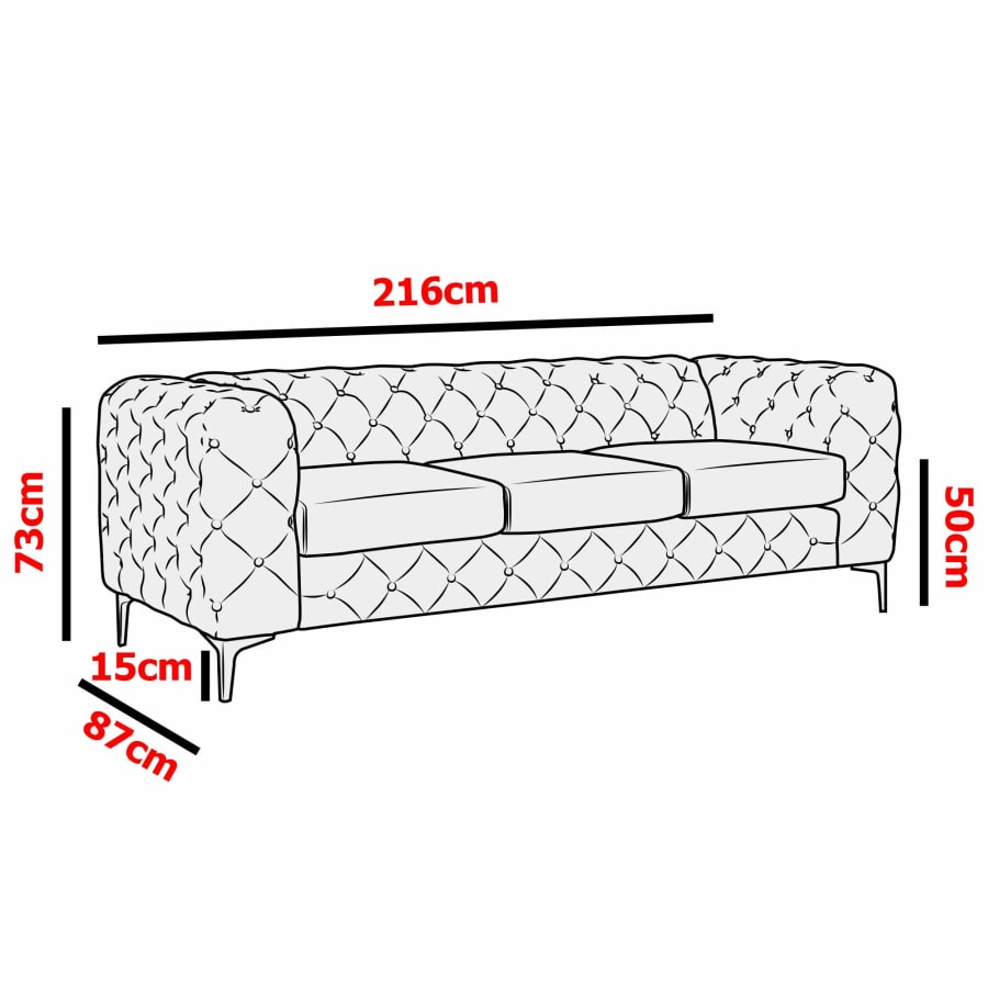 Canap&eacute; chesterfield 3 places en velours beige