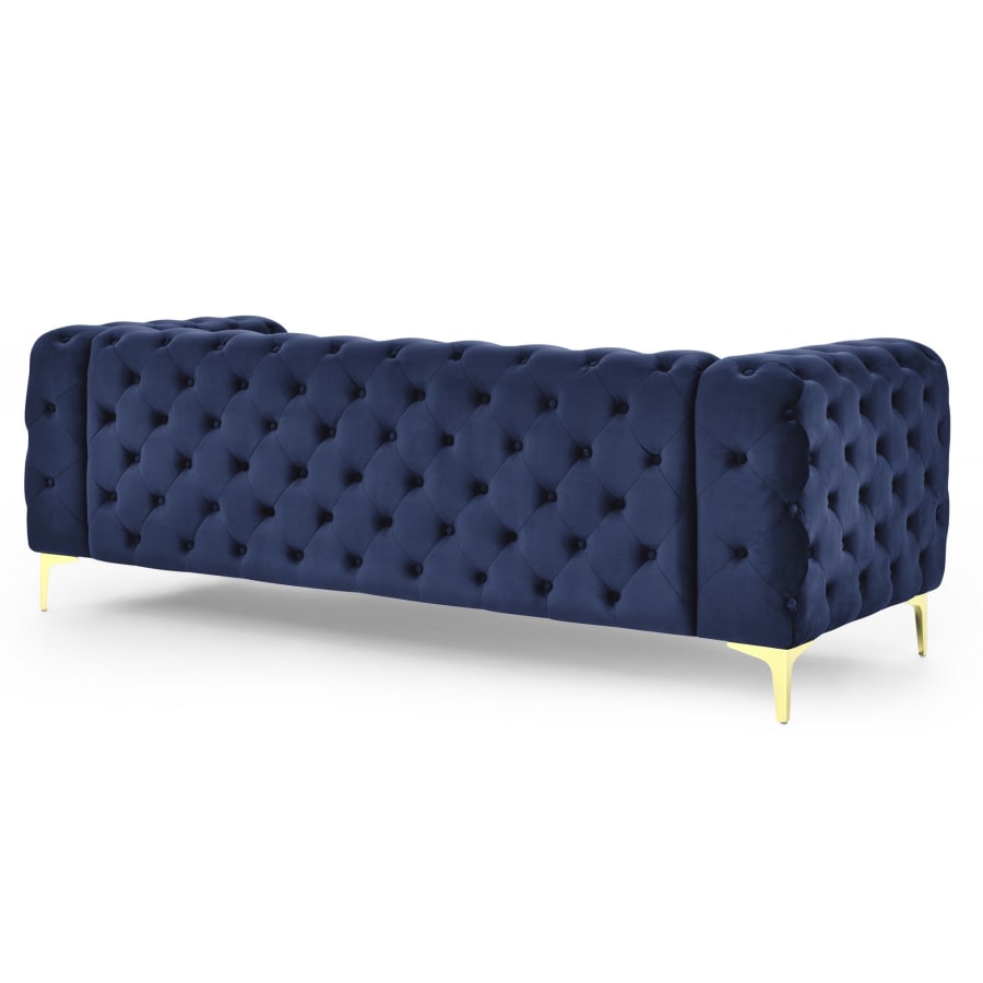 Canapé chesterfield 3 places en velours bleu