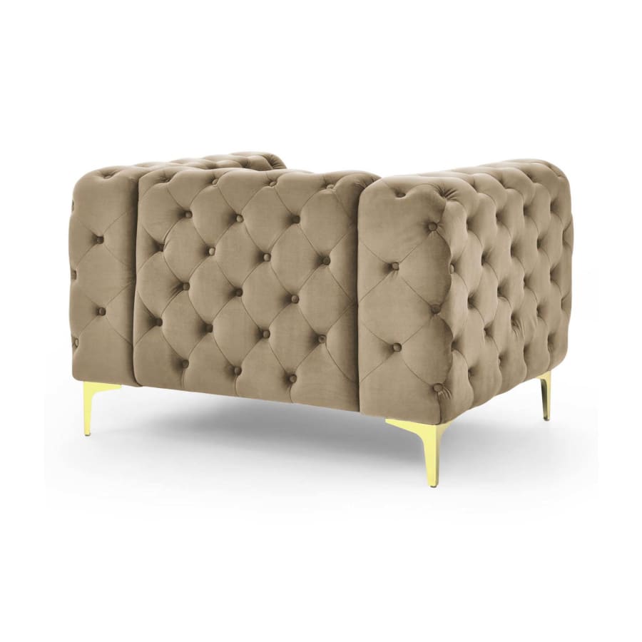 Fauteuil chesterfield en velours beige