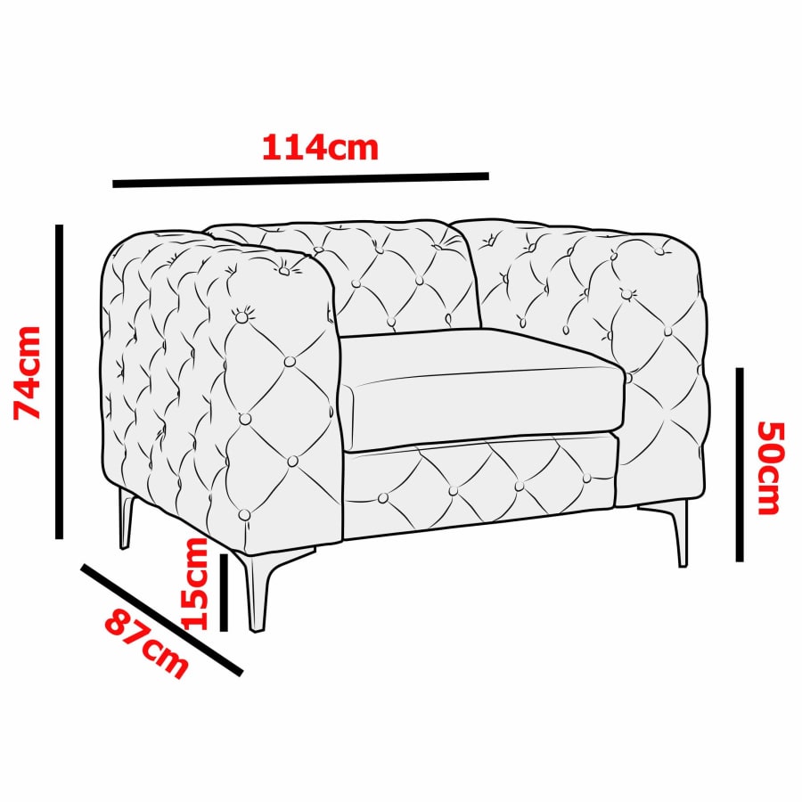 Fauteuil chesterfield en velours beige