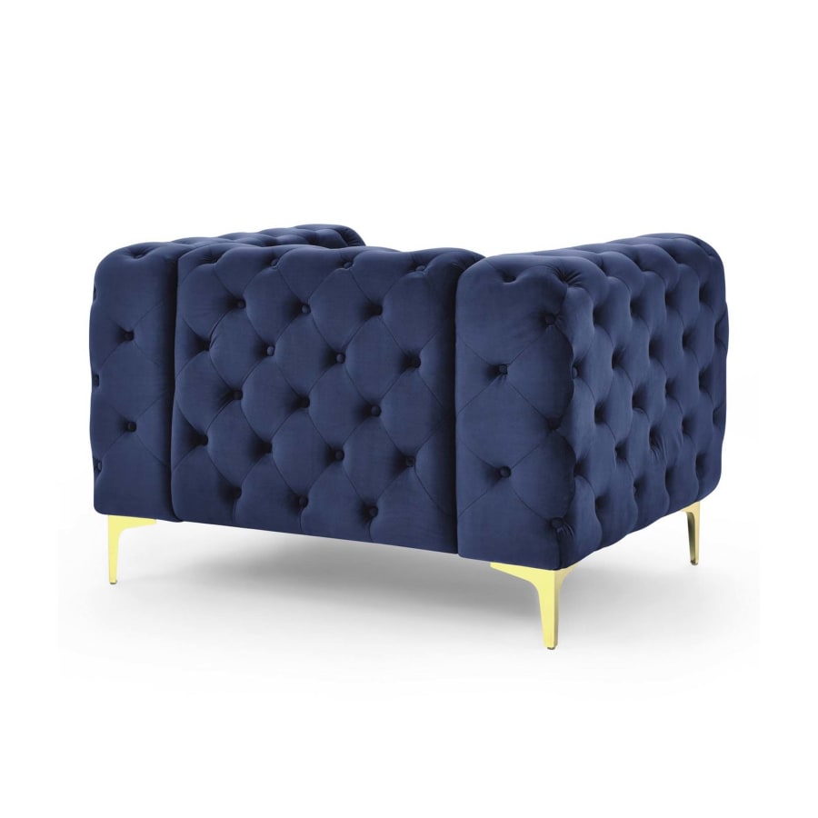 Fauteuil chesterfield en velours bleu