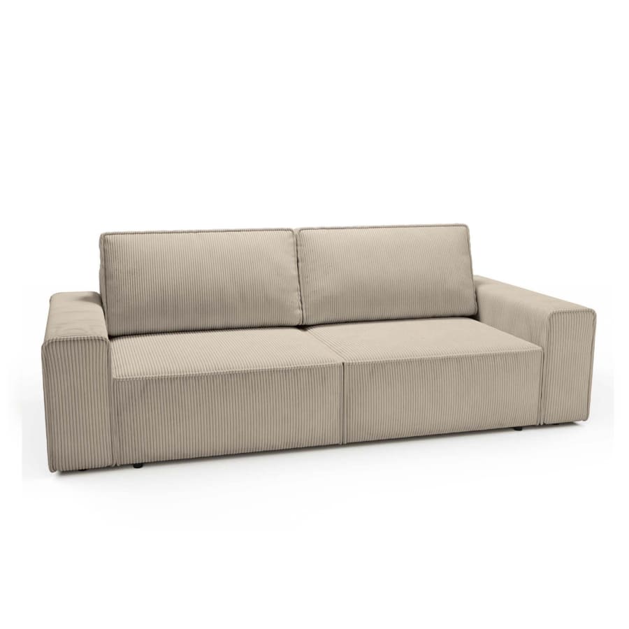 Canap&eacute; convertible avec coffre de rangement en velours c&ocirc;tel&eacute; beige