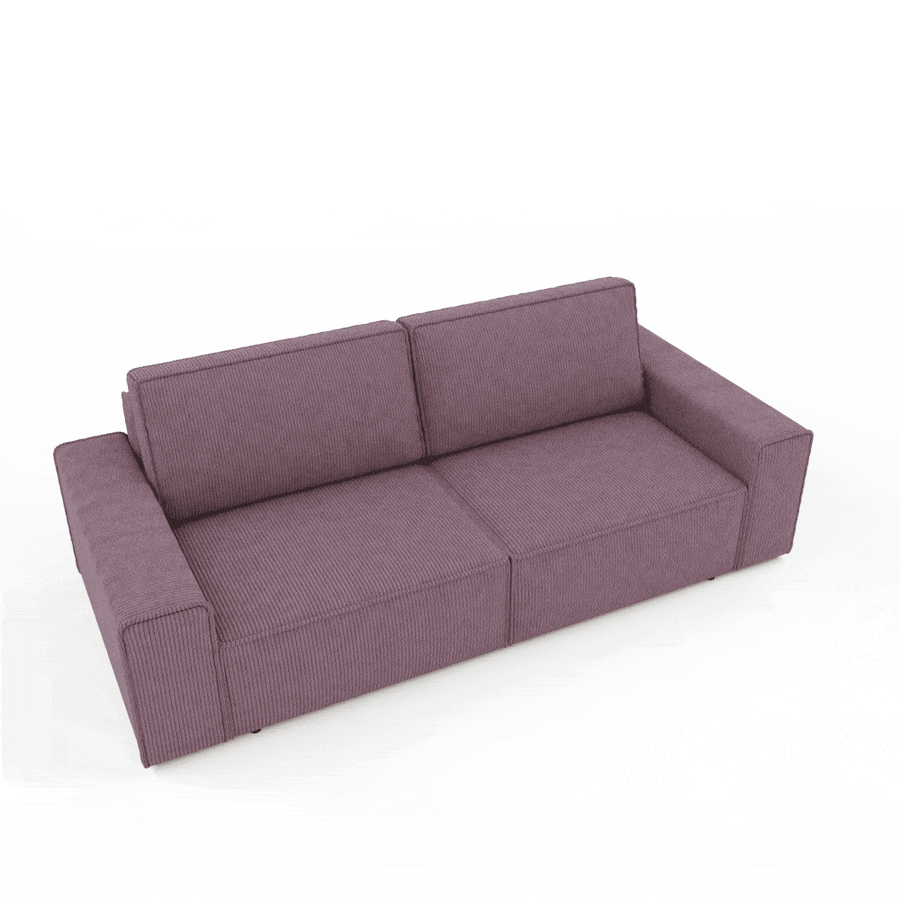 Canap&eacute; convertible avec coffre de rangement en velours c&ocirc;tel&eacute; lilas