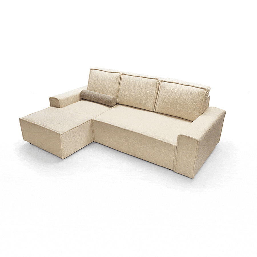 Canap&eacute; d'angle gauche convertible avec coffre en velours cotel&eacute; gris