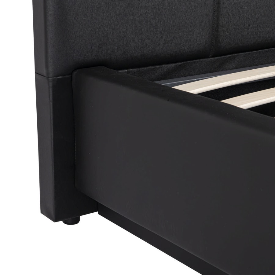 Lit coffre en simili cuir noir LED 160x200 cm