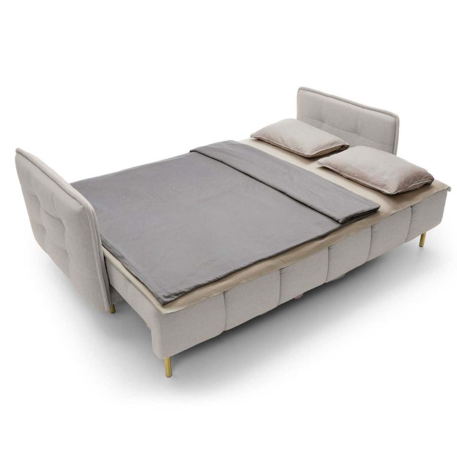 Canapé convertible 3 places avec coffre de rangement en tissu beige