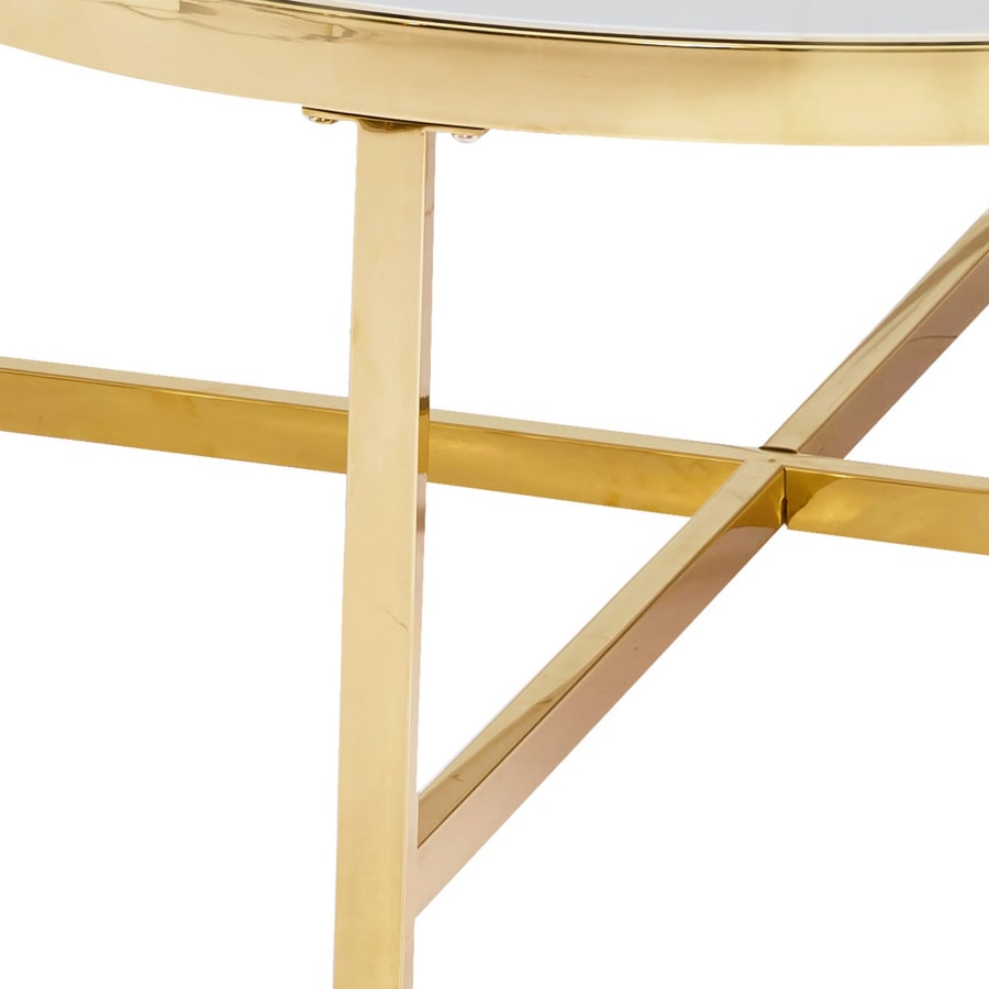 Table basse ronde en verre et m&eacute;tal dor&eacute;