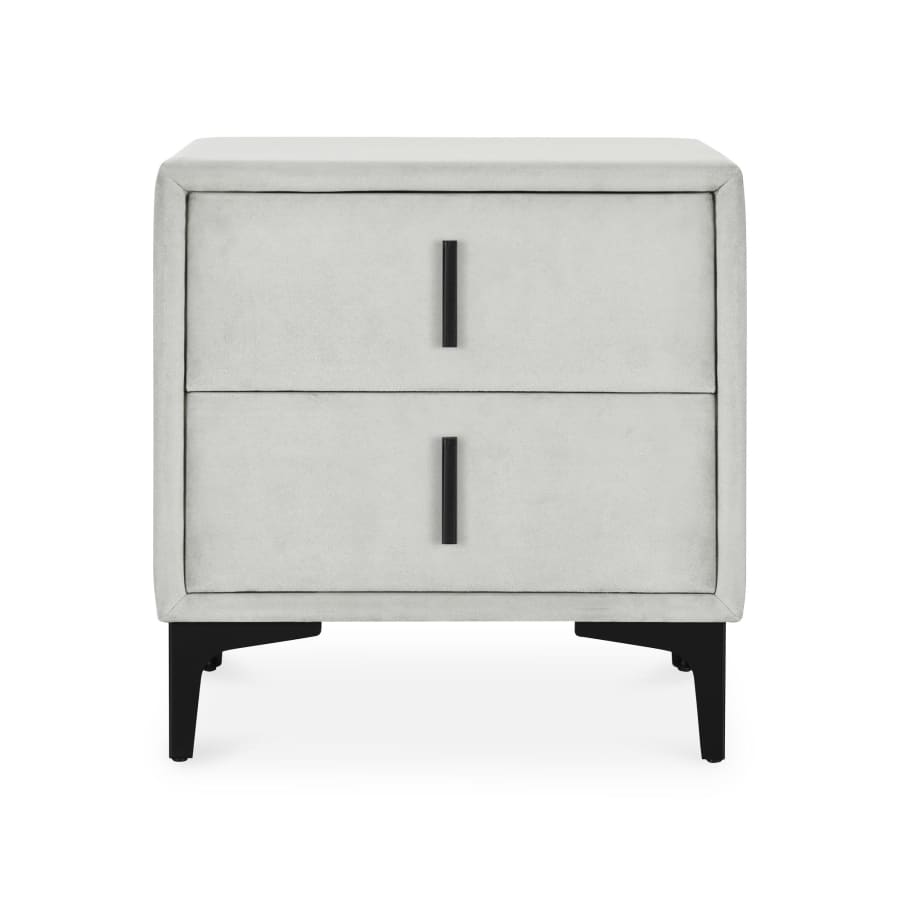 Table de chevet 2 tiroirs en velours écru
