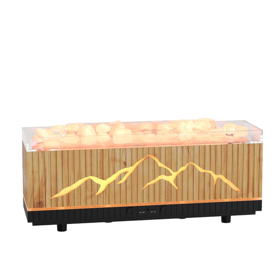 Diffuseur d'huiles essentielles avec pierres &agrave; LED couleur bois