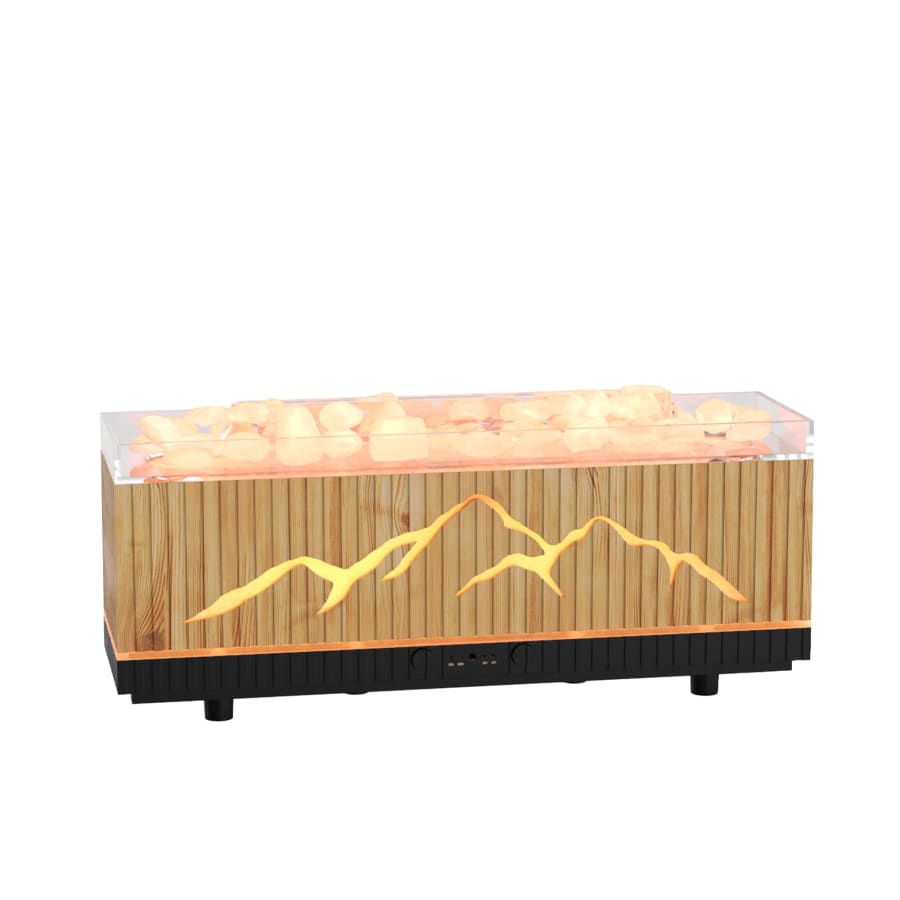 Diffuseur d'huiles essentielles avec pierres &agrave; LED couleur bois