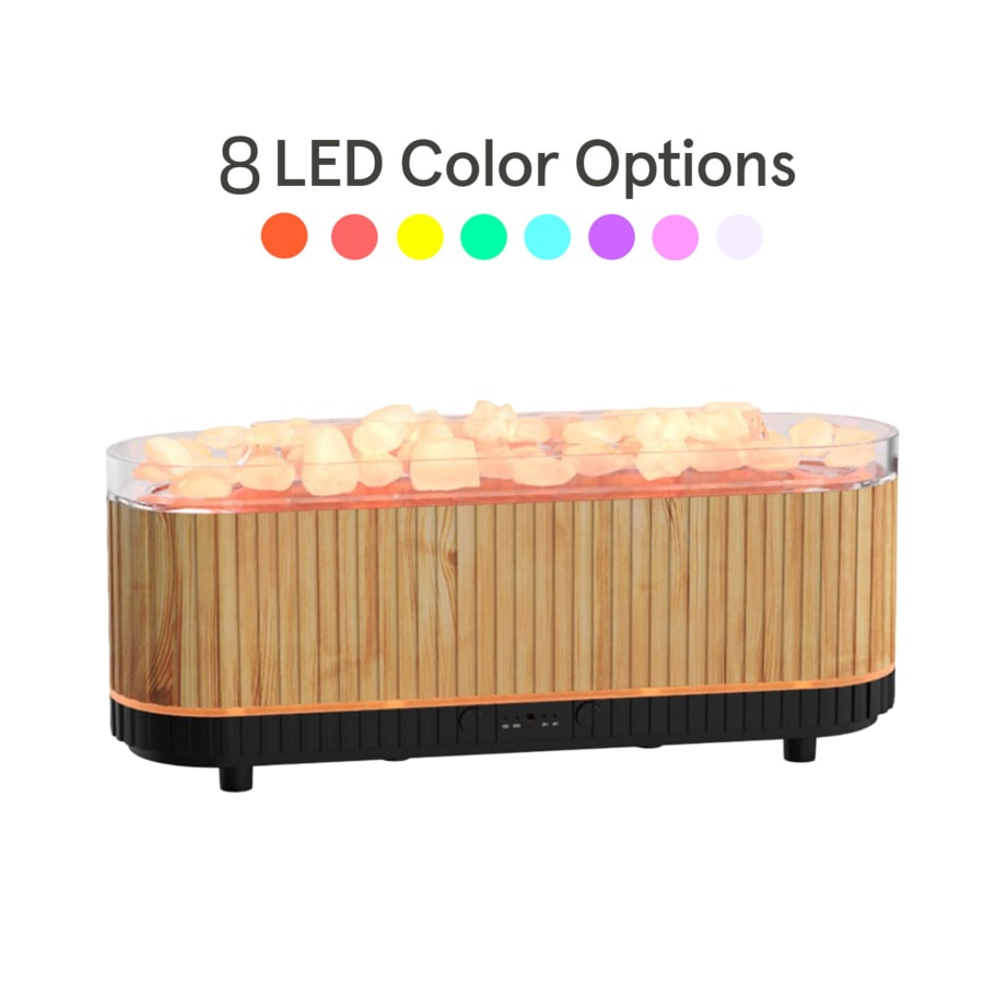 Diffuseur d'huiles essentielles avec pierres &agrave; LED couleur bois