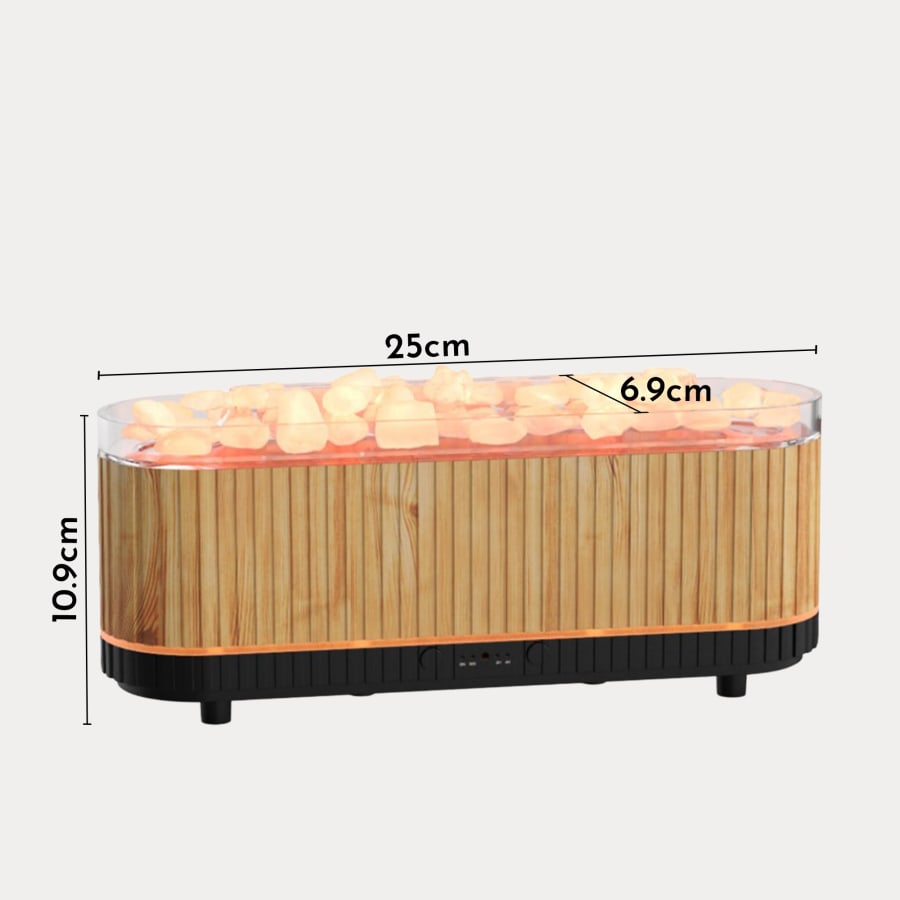 Diffuseur d'huiles essentielles avec pierres &agrave; LED couleur bois