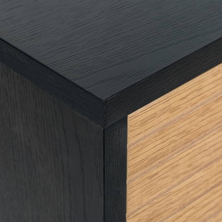 Commode industrielle 4 tiroirs en bois et métal noir