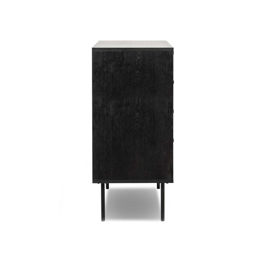 Commode industrielle 4 tiroirs en bois et métal noir