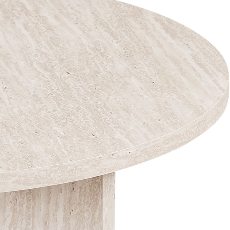 Table basse ronde couleur travertin beige D90 cm