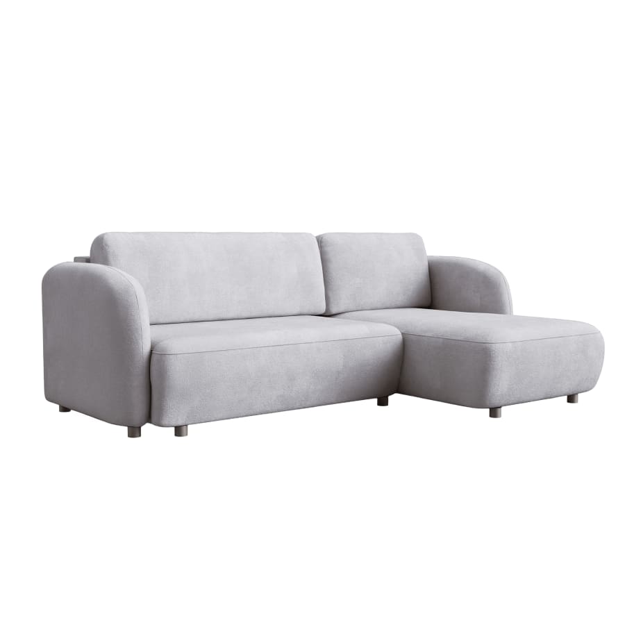 Canapé d'angle convertible avec coffre en tissu gris - Angle droit