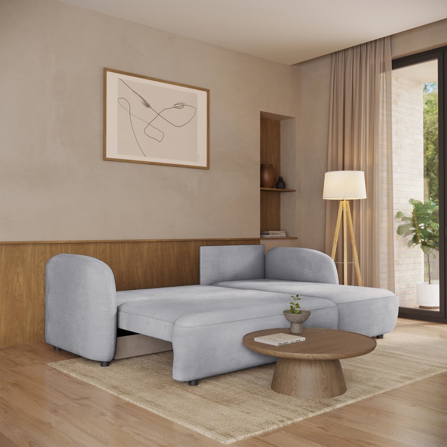 Canapé d'angle convertible avec coffre en tissu gris - Angle droit