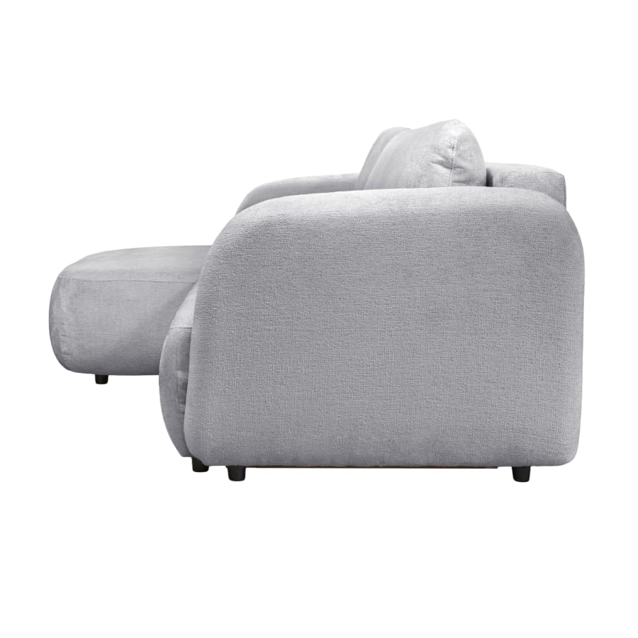 Canap&eacute; d'angle convertible avec coffre en tissu gris - Angle gauche