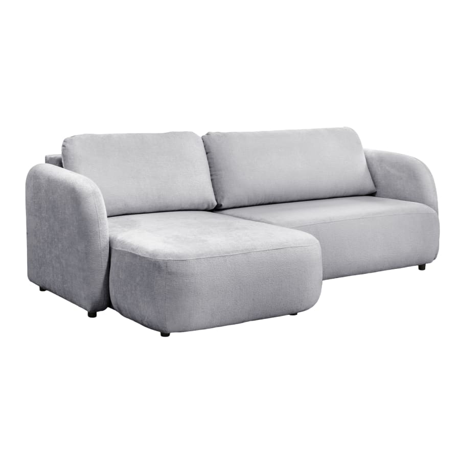 Canap&eacute; d'angle convertible avec coffre en tissu gris - Angle gauche