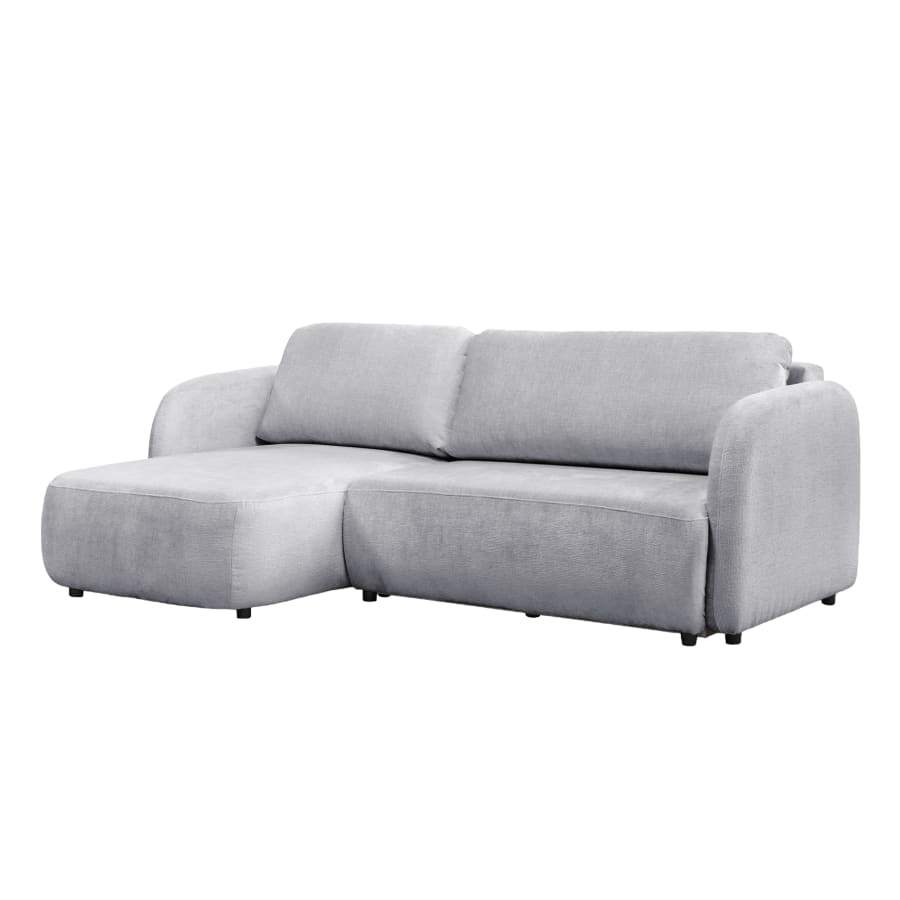Canap&eacute; d'angle convertible avec coffre en tissu gris - Angle gauche