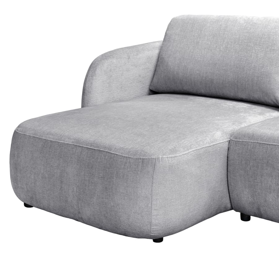 Canap&eacute; d'angle convertible avec coffre en tissu gris - Angle gauche