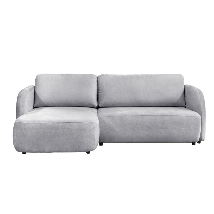 Canap&eacute; d'angle convertible avec coffre en tissu gris - Angle gauche