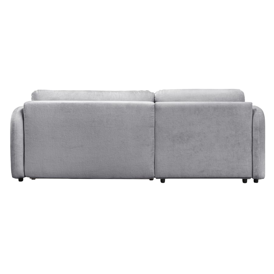 Canap&eacute; d'angle convertible avec coffre en tissu gris - Angle gauche