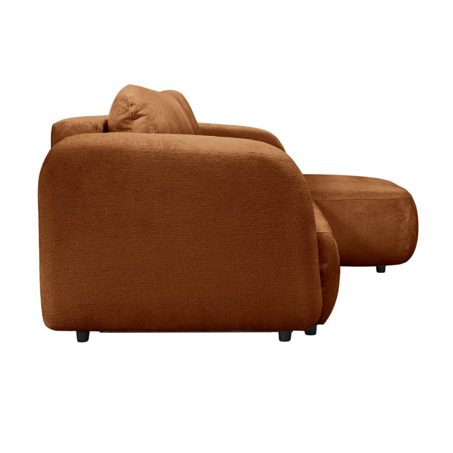 Canap&eacute; d'angle convertible avec coffre en tissu orange - Angle droit