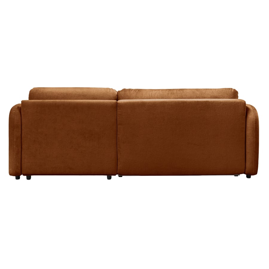 Canap&eacute; d'angle convertible avec coffre en tissu orange - Angle droit