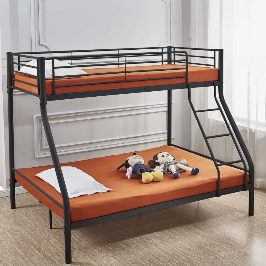 Lit superposé en métal noir 90x190 cm + 140x190 cm