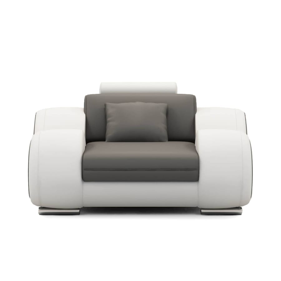 Fauteuil relax en cuir gris et blanc