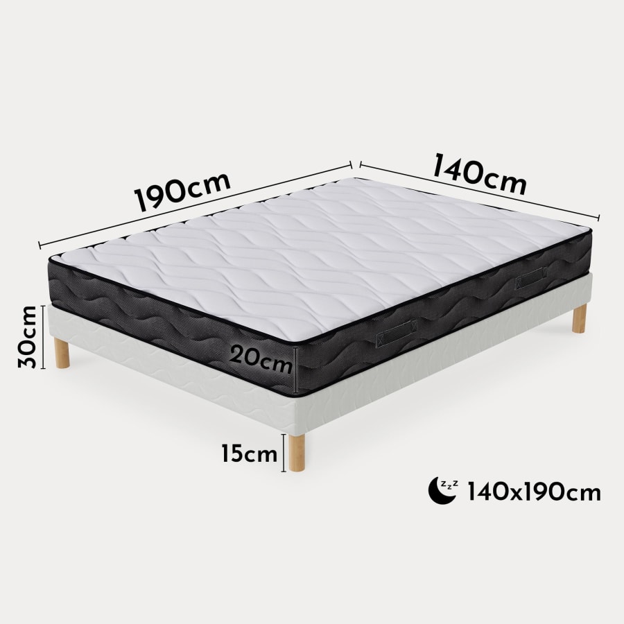 Ensemble sommier + matelas 20 cm 140x190