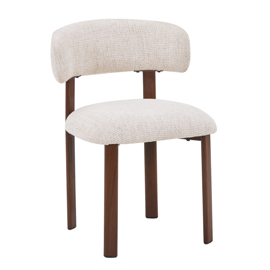 Lot de 2 chaises en tissu beige pieds couleur bois fonc&eacute;