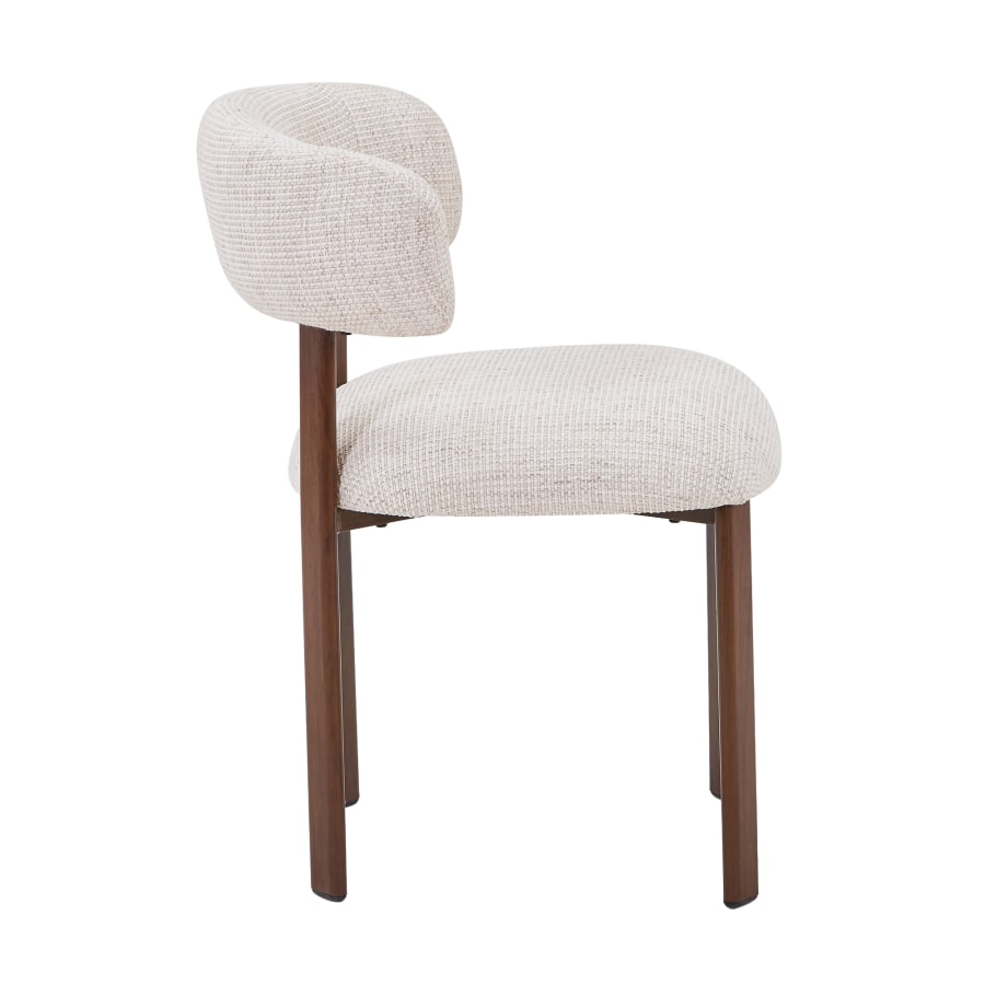 Lot de 2 chaises en tissu beige pieds couleur bois fonc&eacute;