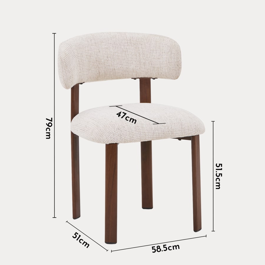 Lot de 2 chaises en tissu beige pieds couleur bois fonc&eacute;