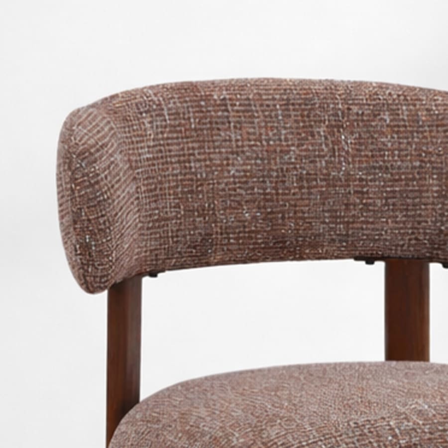 Lot de 2 chaises en tissu marron pieds couleur bois fonc&eacute;