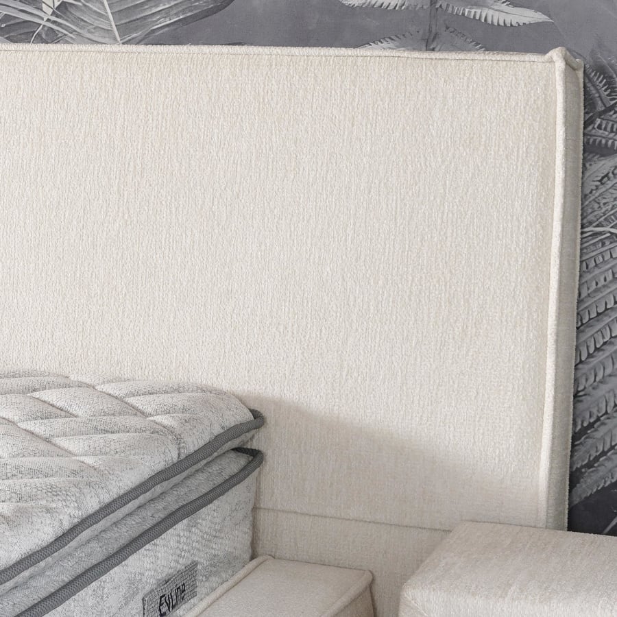 Lit double en tissu beige avec coffre 160x200 cm