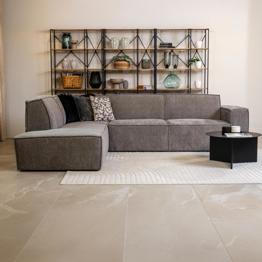 Canapé d'angle en tissu gris- Angle gauche