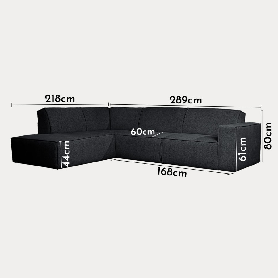 Canapé d’angle en tissu gris anthracite - Angle gauche