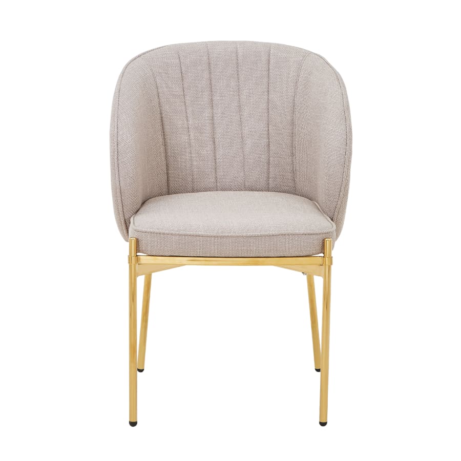 Lot de 2 chaises en tissu beige pieds en métal doré