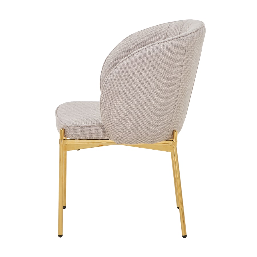 Lot de 2 chaises en tissu beige pieds en métal doré