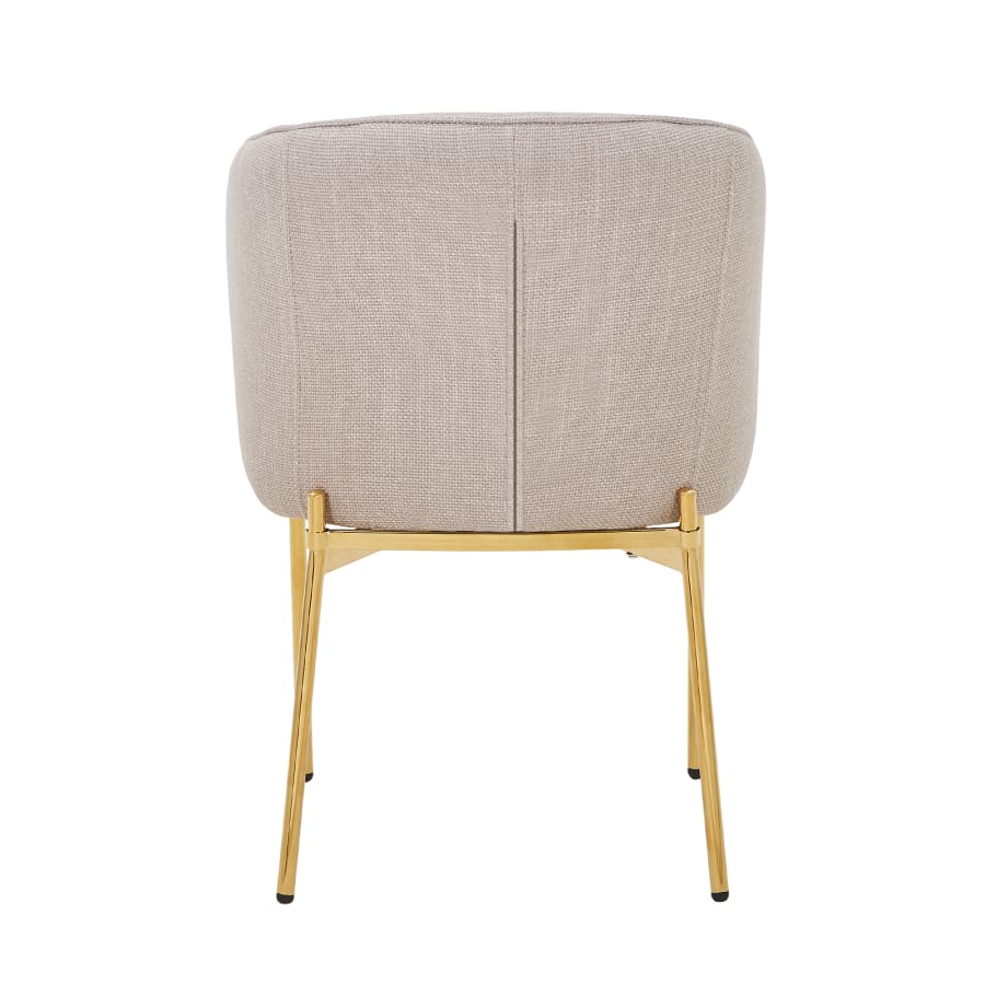 Lot de 2 chaises en tissu beige pieds en métal doré