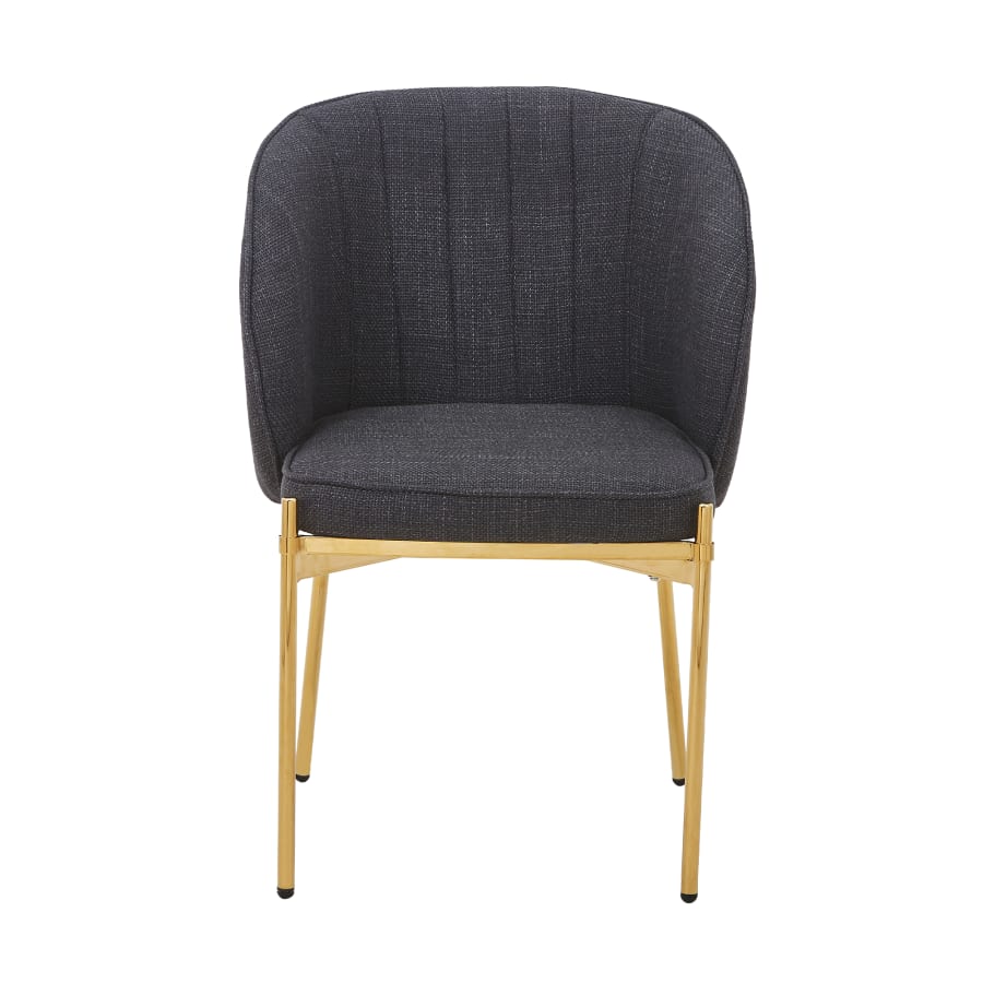 Lot de 2 chaises en tissu noir pieds en métal doré