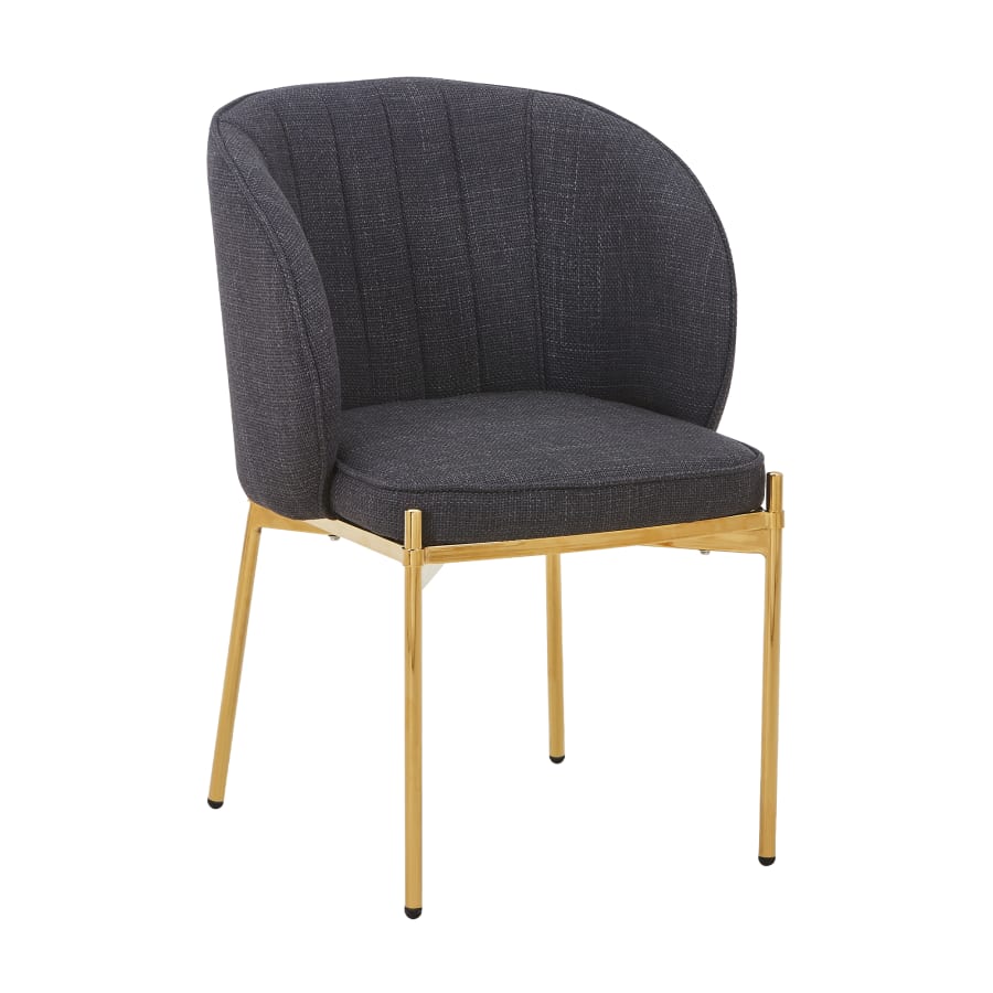 Lot de 2 chaises en tissu noir pieds en métal doré